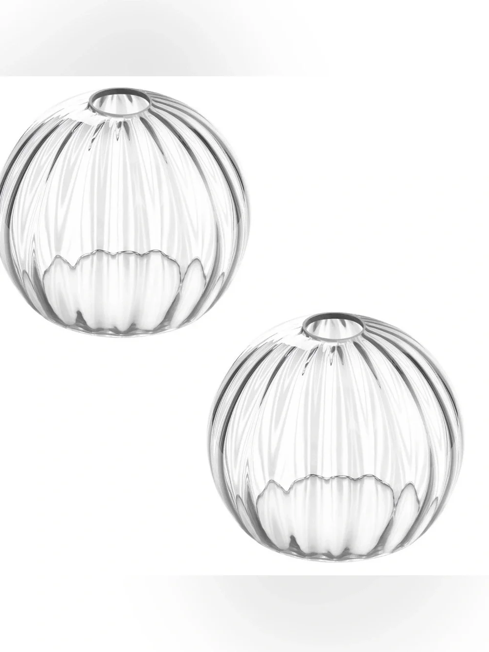 Clear Ribbed Round Glass Lantern Vase - Set of 4